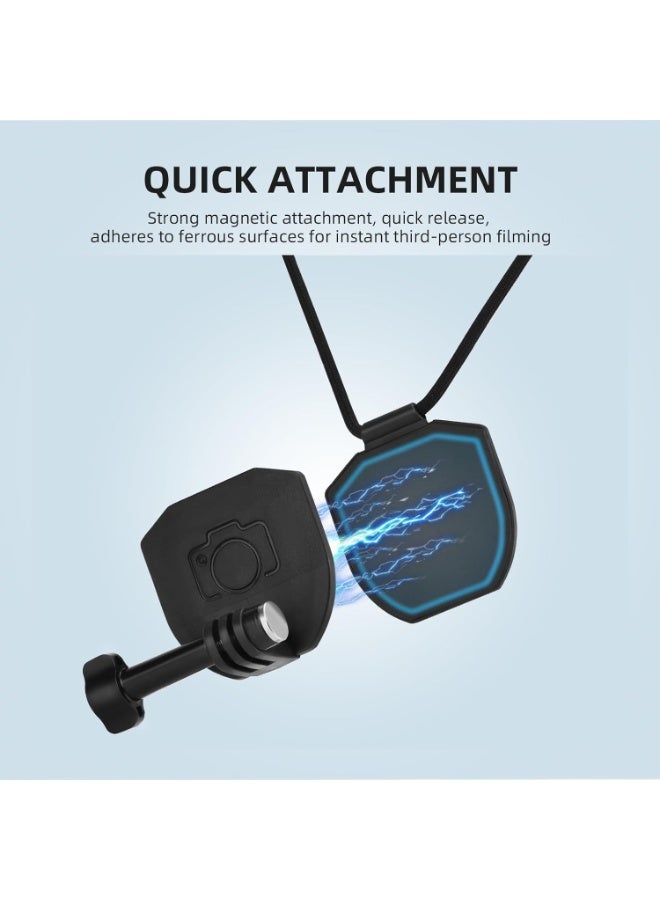 Magnetic Neck Mount+Chest Mount for iPhone GoPro Hero 13 12 11 10 9 8 7 6 5 4 3 Max Session Insta360 AKASO DJI Necklace Selfie Holder Hands Free for Canon Digital Cameras Car - Image 2