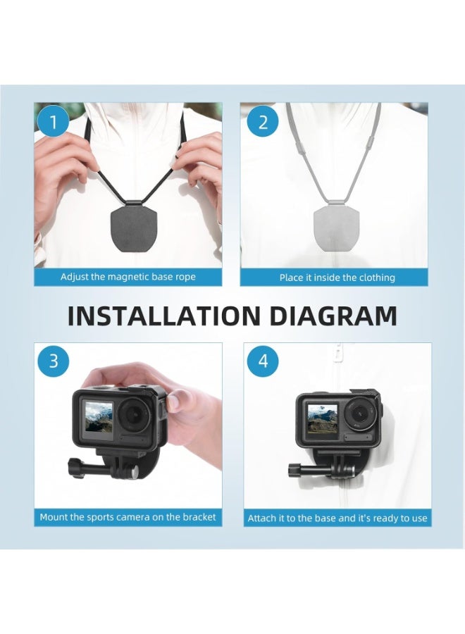 Magnetic Neck Mount+Chest Mount for iPhone GoPro Hero 13 12 11 10 9 8 7 6 5 4 3 Max Session Insta360 AKASO DJI Necklace Selfie Holder Hands Free for Canon Digital Cameras Car - Image 4