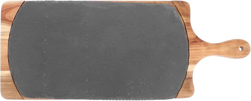 Wooden Sushi Steak Serving Platter with Oval Stone Board Kitchen Tableware - Image 1