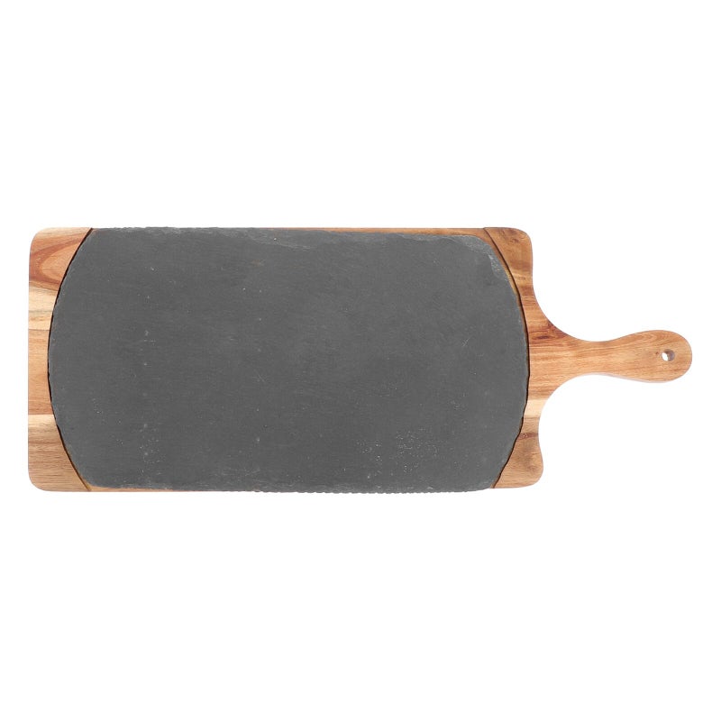 Wooden Sushi Steak Serving Platter with Oval Stone Board Kitchen Tableware - Image 2