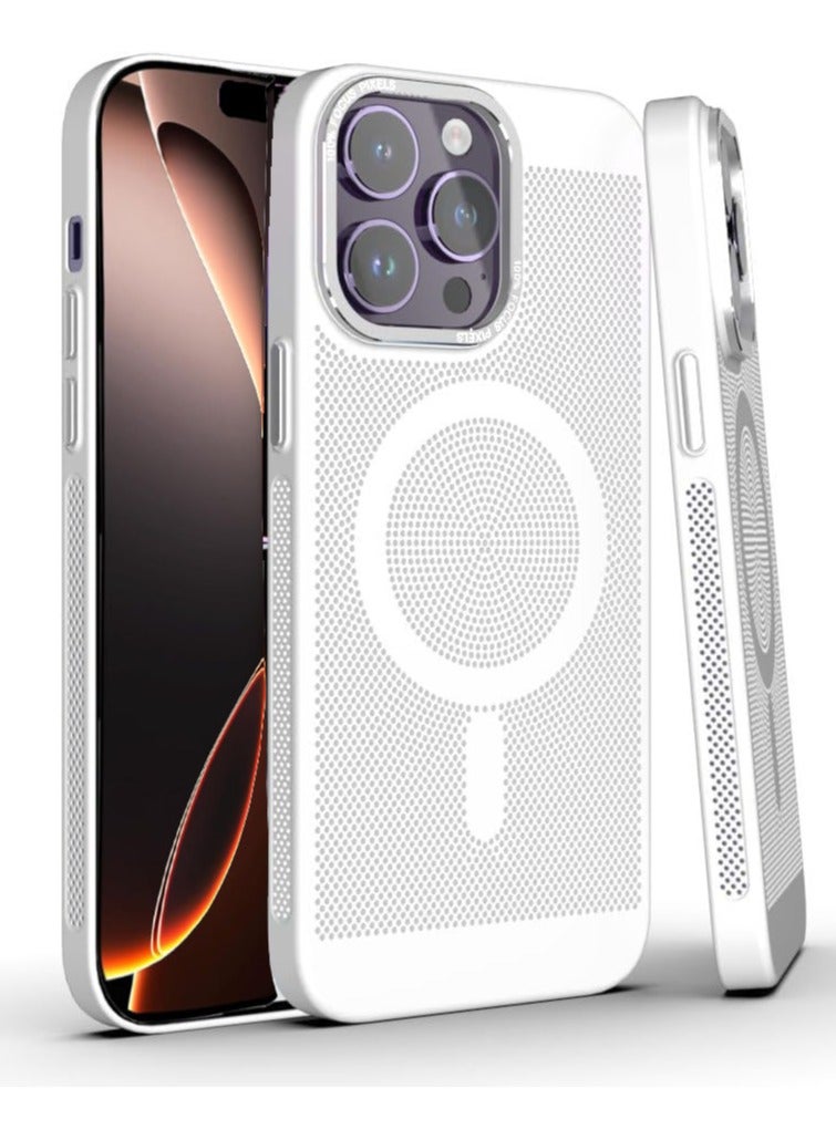 Heat Dissipation Magnetic Case for iPhone 16 Pro 6.3 Inch Compatible with MagSafe, Hard Polycarbonate Mesh Breathable Cooling Thin Shockproof Anti-Fingerprint Cover - Image 1