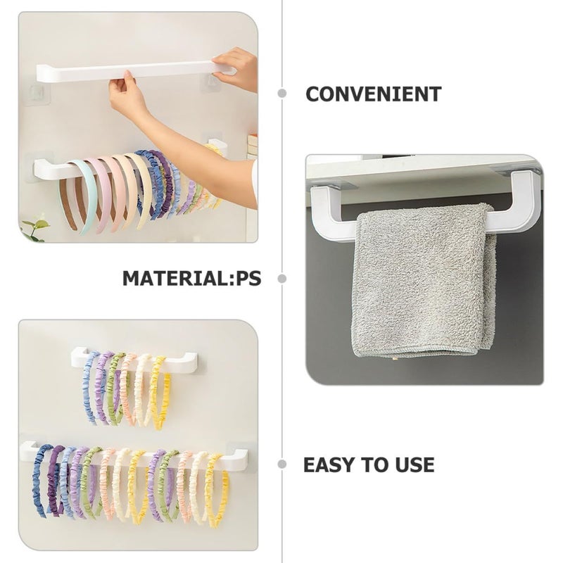 MAGICLULU 2pcs Wall Mounted Bathroom Towel Rack White And Small Medium Set Detachable Nail Free Holder Multi Function Storage For Bath Towels And Hair Accessories - Image 4