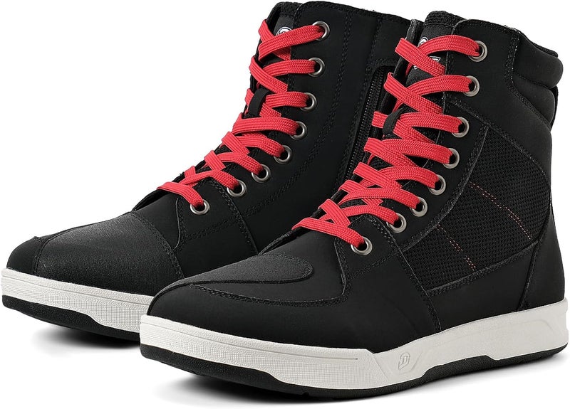 BORLENI أحذية ركوب الدراجات النارية للطرق والشوارع وسباقات الموتوكروس للأمان للرجال، أحذية رياضية غير رسمية قابلة للتنفس باللون الأسود - Image 1