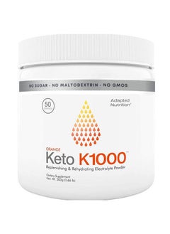 Keto K1000 Electrolyte Powder ; Hydration Supplement Drink Mix ; Boost Energy & Beat Leg Cramps ; No Maltodextrin Or Sugar ; Orange Lighter Stevia Taste ; 50 Servings