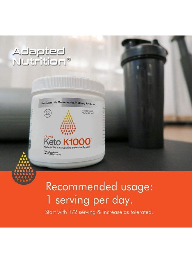Hi-Lyte - Keto K1000 Electrolyte Powder ; Hydration Supplement Drink Mix ; Boost Energy & Beat Leg Cramps ; No Maltodextrin Or Sugar ; Orange Lighter Stevia Taste ; 50 Servings - Image 1