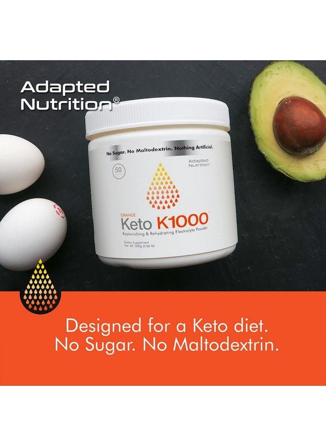 Hi-Lyte - Keto K1000 Electrolyte Powder ; Hydration Supplement Drink Mix ; Boost Energy & Beat Leg Cramps ; No Maltodextrin Or Sugar ; Orange Lighter Stevia Taste ; 50 Servings - Image 1
