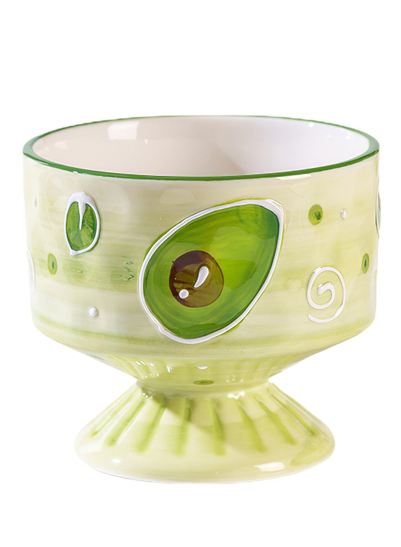 Dessert Cup, Footed Ceramic Ice Cream Cup for Cake, Pudding, Fruit, Oven, Dishwasher and Microwave Safe, 360ml (Avocado Green)  - Image 1