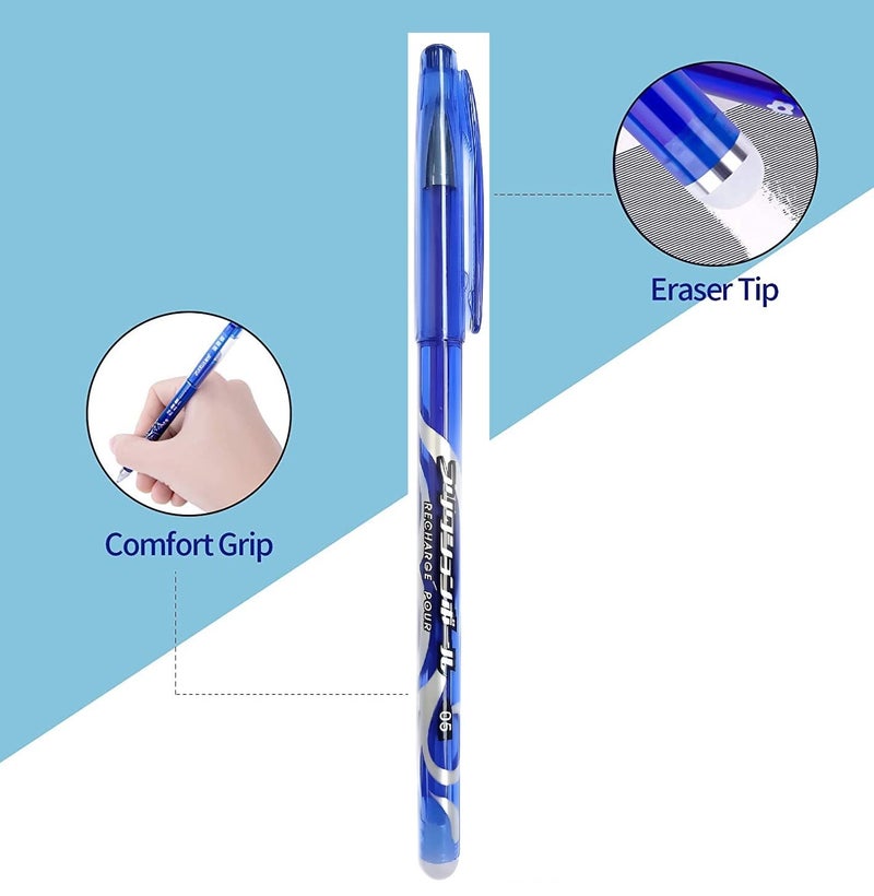 Definite قلم فني قابل للمسح مع ممحاة مرفقة لإعادة الكتابة بسهولة للطلاب والأطفال في الكلية والمنزل والدروس الخصوصية والمكاتب 0.5 مم (عبوة من 5، قلم قابل للمسح) - Image 5