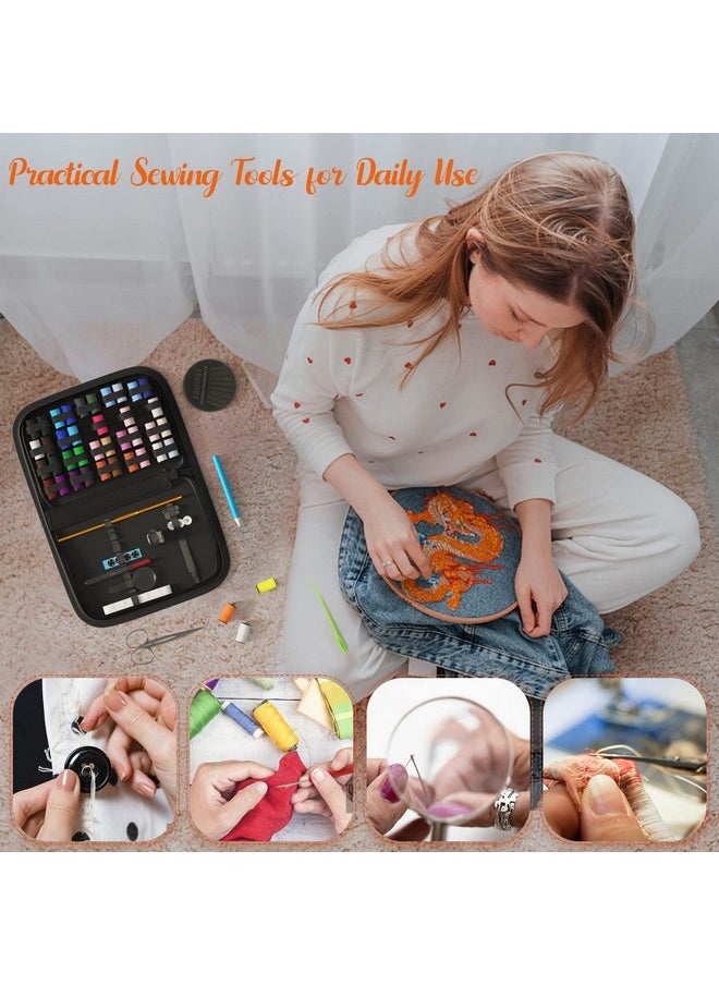 Coquimbo Coquimbo Sewing Kit Christmas Gifts for Grandma, Mom, Traveler, Adults, Beginner, Emergency, DIY Sewing Supplies Organizer Filled with Scissors, Thread, Sewing Needles, Tape Measure etc (Black, L)  - Image 5