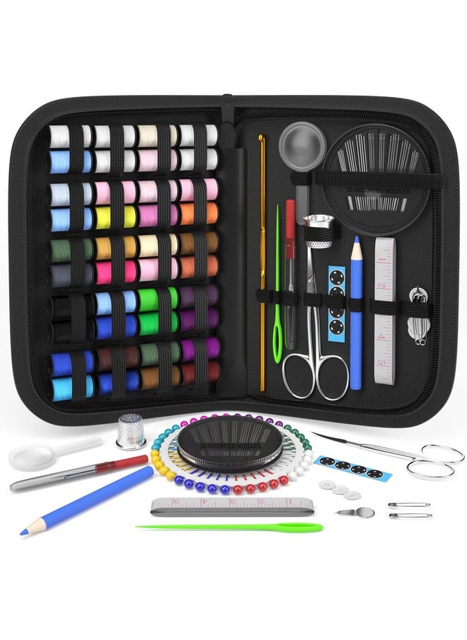 Coquimbo Coquimbo Sewing Kit Christmas Gifts for Grandma, Mom, Traveler, Adults, Beginner, Emergency, DIY Sewing Supplies Organizer Filled with Scissors, Thread, Sewing Needles, Tape Measure etc (Black, L)  - Image 1