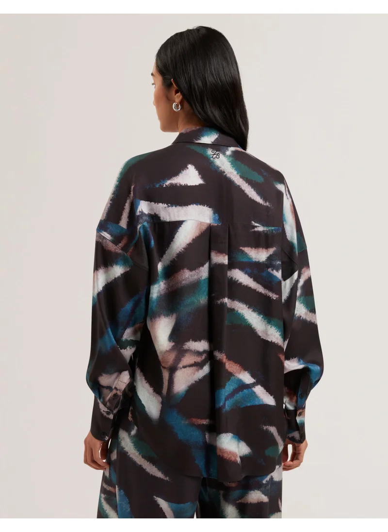 تيد بيكر Printed Oversized Boyfriend Shirt