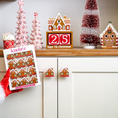 Knobēz: Decorative Knob Covers - Gingerbread House - 12pk - Stretch Over Hardware Decorations, Holiday-Winter-Christmas, Kitchen-Bathroom-Dresser-Home - Image 4
