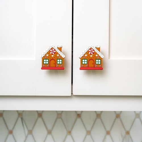 Knobēz: Decorative Knob Covers - Gingerbread House - 12pk - Stretch Over Hardware Decorations, Holiday-Winter-Christmas, Kitchen-Bathroom-Dresser-Home - Image 3