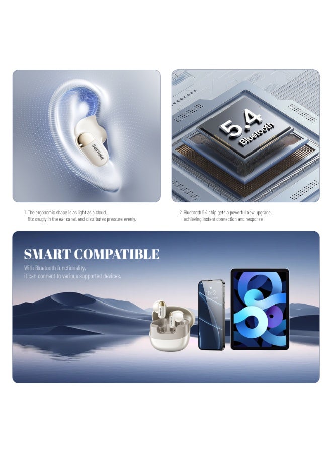 Philips TAT2169,Earphone,True Wireless Earbuds,In-Ear Headphones, 25H Playtime, Dual-Mic AI Call Noise Reduction, IP54 Water and Dust Proof with  ANC, for Sports, Work,High-res sound White - Image 4
