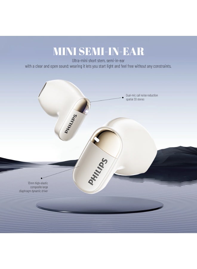 Philips TAT2169,Earphone,True Wireless Earbuds,In-Ear Headphones, 25H Playtime, Dual-Mic AI Call Noise Reduction, IP54 Water and Dust Proof with  ANC, for Sports, Work,High-res sound White - Image 2