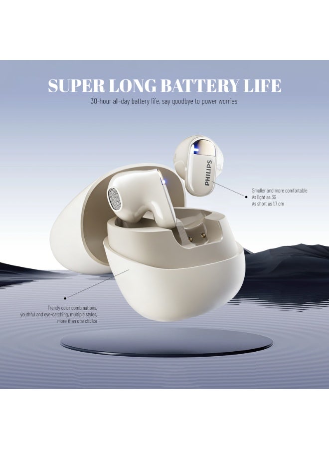 Philips TAT2169,Earphone,True Wireless Earbuds,In-Ear Headphones, 25H Playtime, Dual-Mic AI Call Noise Reduction, IP54 Water and Dust Proof with  ANC, for Sports, Work,High-res sound White - Image 3