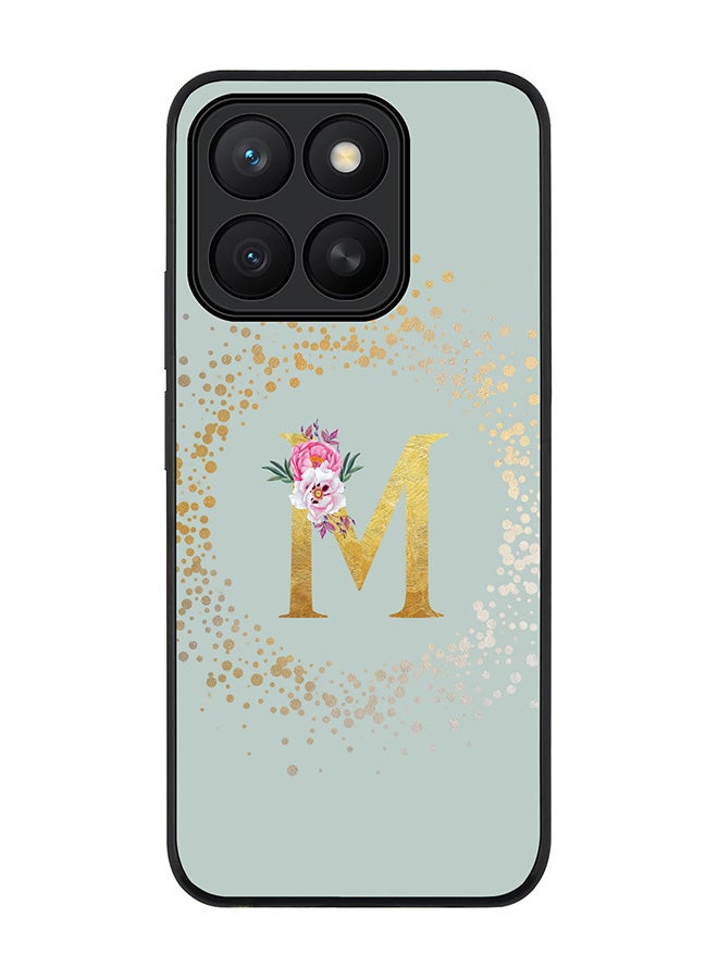Stylizedd For Honor X8c Case,Slim fit Camera Protection, Shockproof Thin Phone cover  - Custom Monogram Floral - M  (Light Grey )