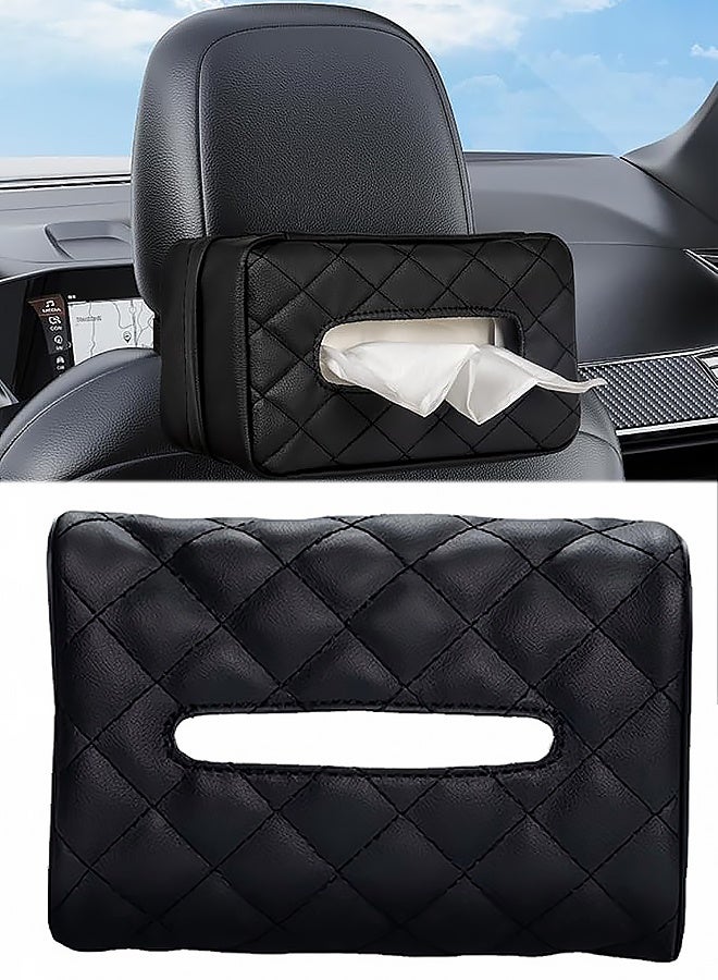 Car Tissue Holder, Standard Tissue Holder for Car Napkin Holder, Car Backseat Extra Large Tissue Organization Fit for 120-230 Tissues per  (Black) - Image 1