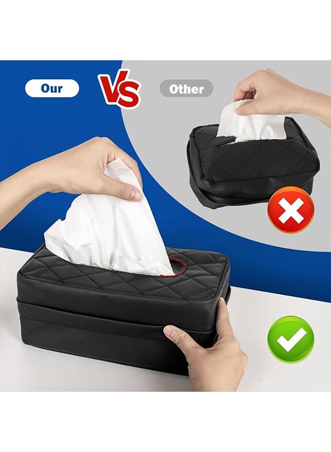 Car Tissue Holder, Standard Tissue Holder for Car Napkin Holder, Car Backseat Extra Large Tissue Organization Fit for 120-230 Tissues per  (Black) - Image 4