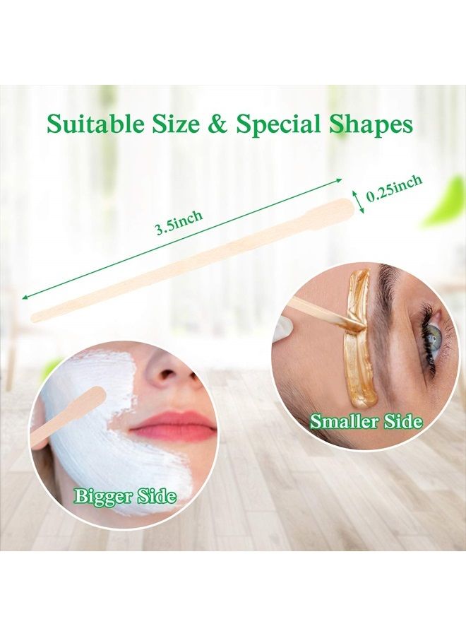 JANYUN 200 Pcs Eyebrow Wax Sticks, JANYUN Waxing Sticks Applicator, Wood Craft Wax Spatulas for Hair Removal Face Leg Facial Eyebrow Small Sticks or Wood Craft Sticks (With Handle) - Image 2