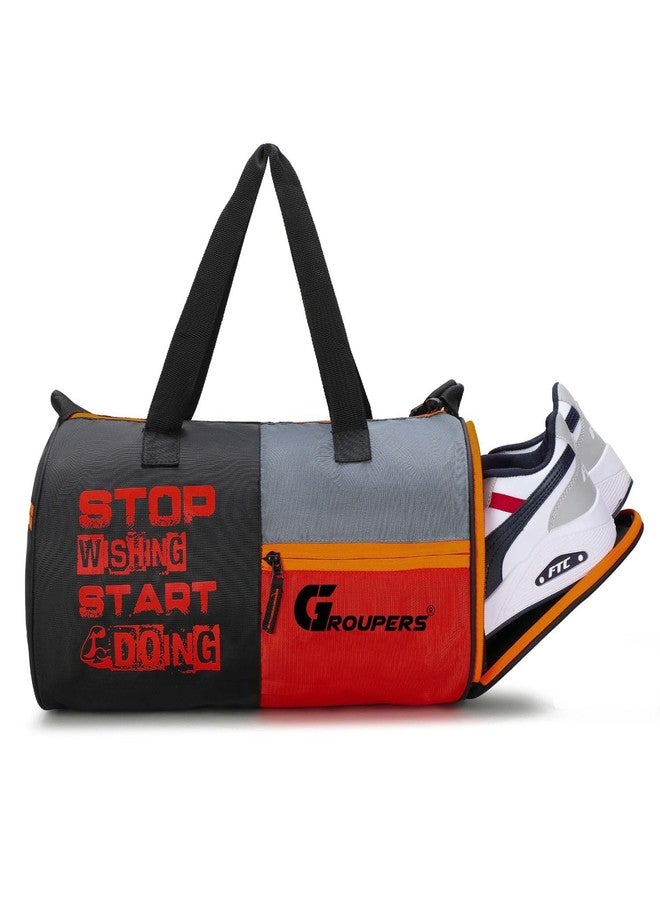 Groupers 20-25L Travel Duffle & Gym Bag Combo - Foldable Weekender, Black + 21" Elastic Wrist Wraps for Weightlifting, Workout & Sports Bag for Men & Women - Image 4