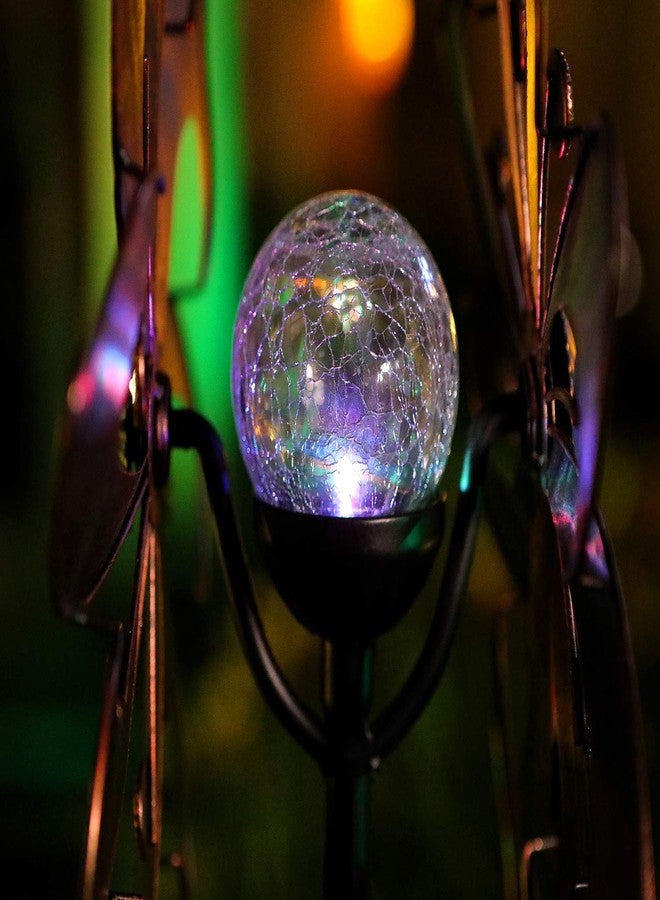 WSgift دوارة هوائية تعمل بالطاقة الشمسية من النحاس من WSgift، مقاس 75 بوصة، مزودة بإضاءة LED موسمية متعددة الألوان، كرة زجاجية تعمل بالطاقة الشمسية مع دوارة هوائية حركية ثنائية الاتجاه للفناء والحديقة - Image 3