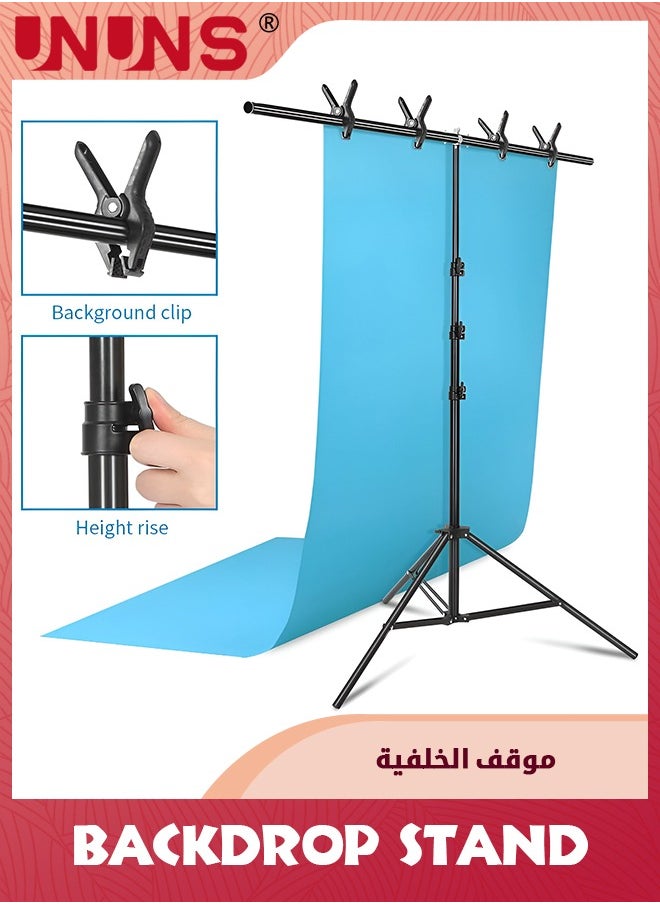 UNUNS - Backdrop Support Stand,T-Shape 1M Wide 2M Tall,Background Support Stand System With Carry Bag And 2 Clamps For Background,Photo And Video Studio - Image 1