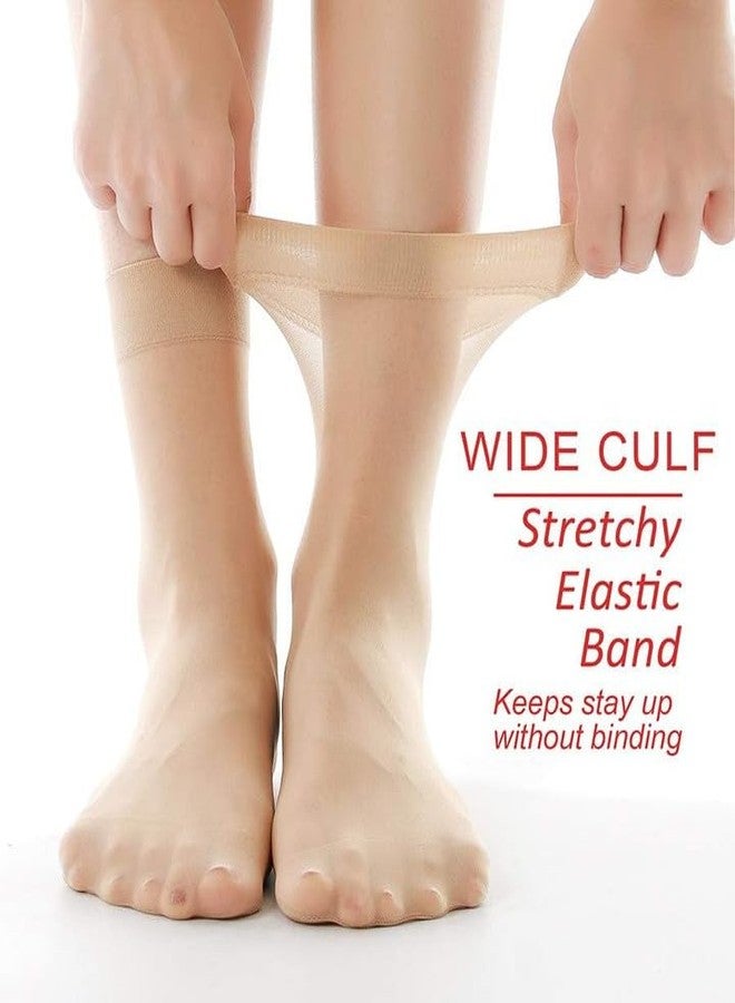 Yanwenx 12 Pairs Women's Nylon Ankle Short Sheer Socks_Beige - Image 3