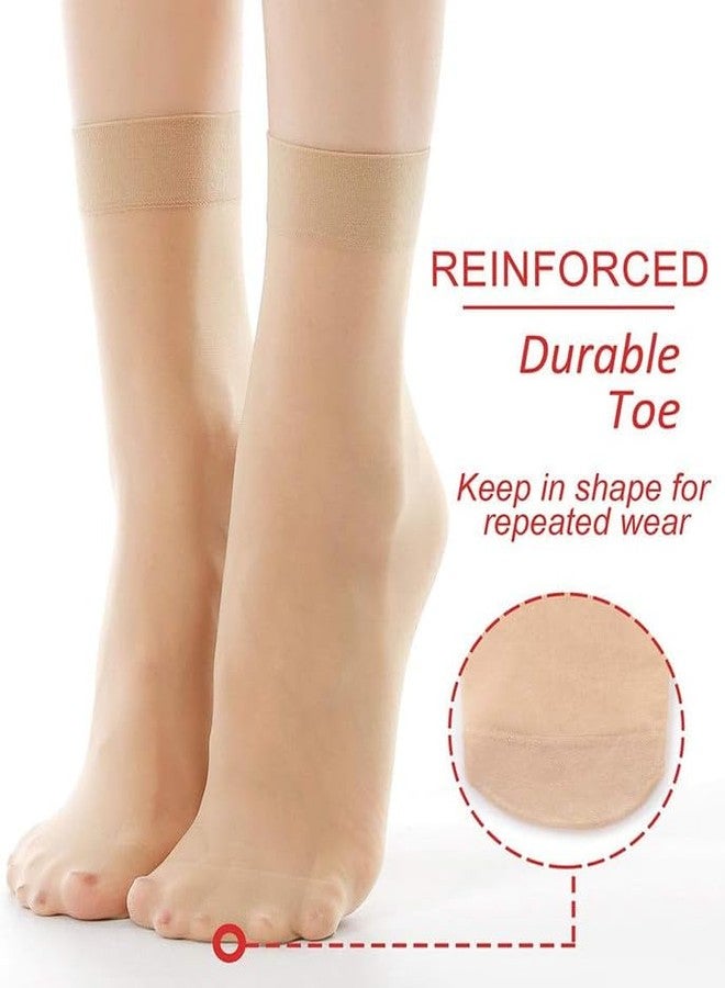 Yanwenx 12 Pairs Women's Nylon Ankle Short Sheer Socks_Beige - Image 4