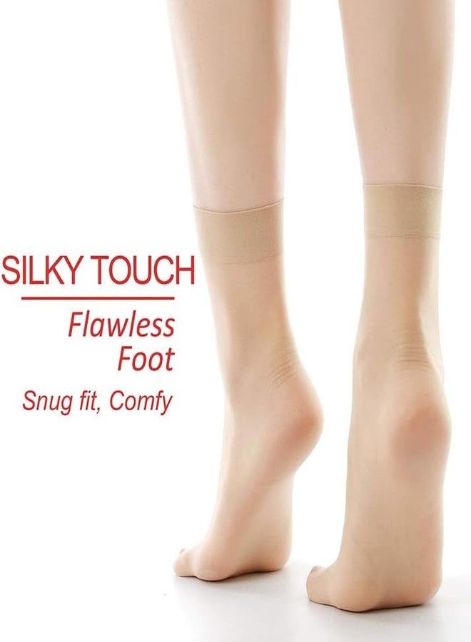 Yanwenx 12 Pairs Women's Nylon Ankle Short Sheer Socks_Beige - Image 5