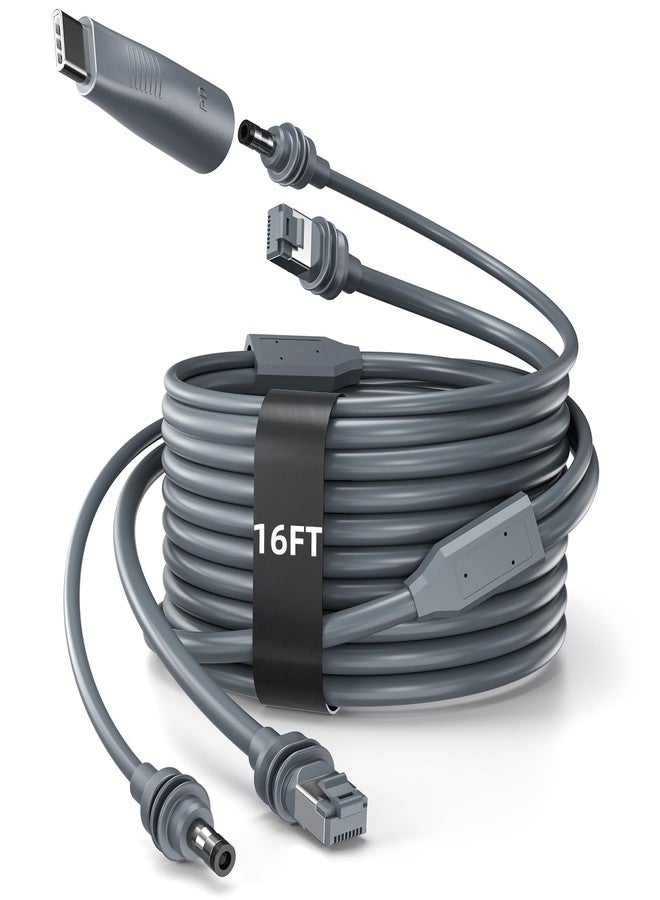 DuHeSin Starlink Mini Ethernet Cable with Power Cord, 3 in 1 - RJ45 to RJ45 / DC to DC/DC to C, Replacement Waterproof Extension Starlink Mini Cable Accessories (16.5FT/5M) - Image 1