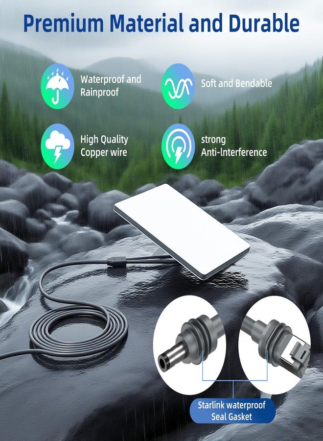 DuHeSin Starlink Mini Ethernet Cable with Power Cord, 3 in 1 - RJ45 to RJ45 / DC to DC/DC to C, Replacement Waterproof Extension Starlink Mini Cable Accessories (16.5FT/5M) - Image 5