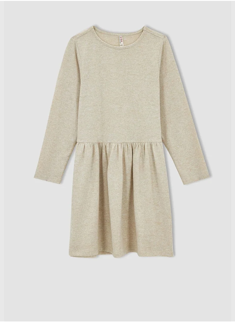 DeFacto Crew Neck Long Sleeve Dress