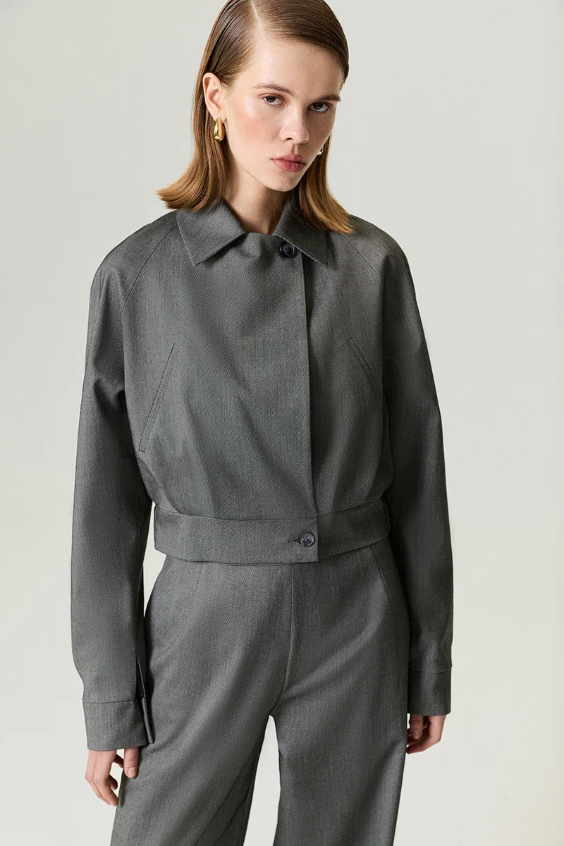 Nocturne Waistband Detail Concealed-Placket Jacket