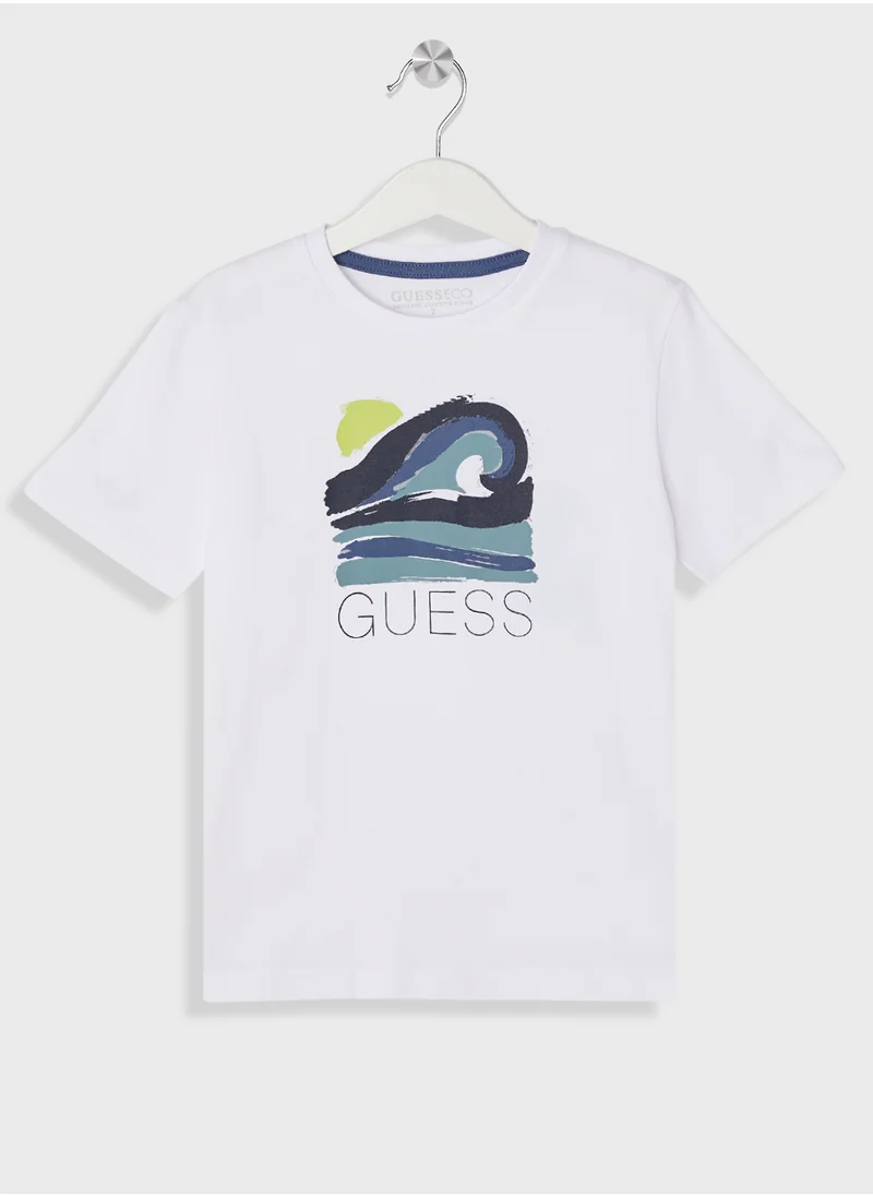 GUESS Kids Logo Crew Neck T-Shirt