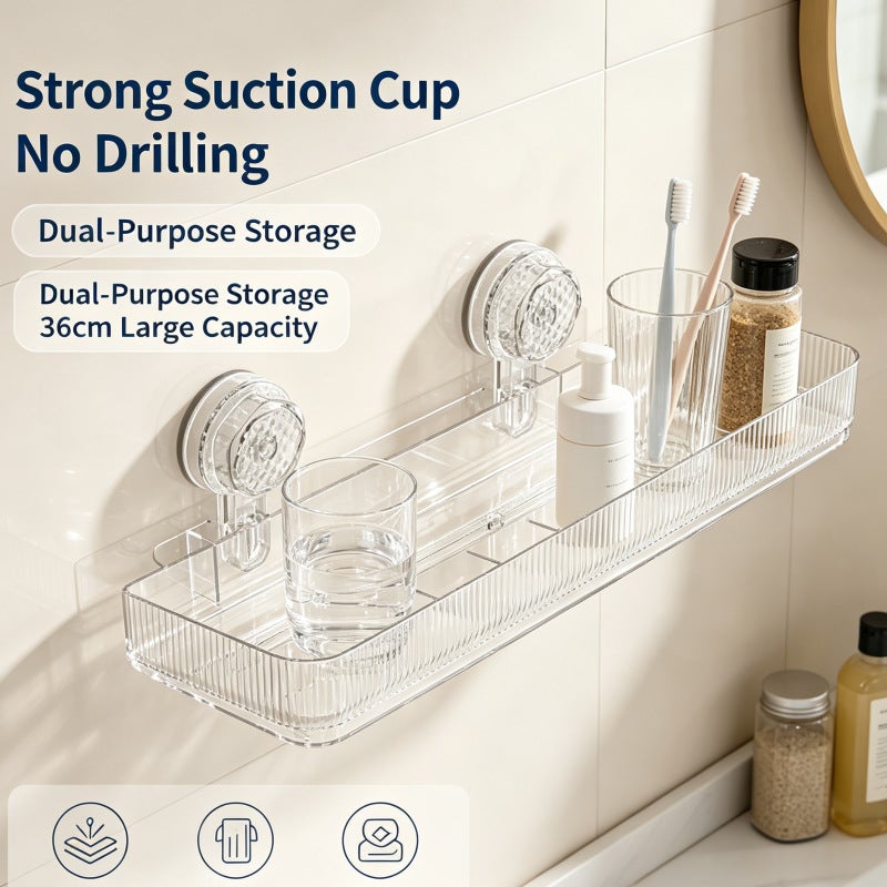 Bathroom Suction Cup Corner Shelf - Drainage Toiletry Organizer - Image 1