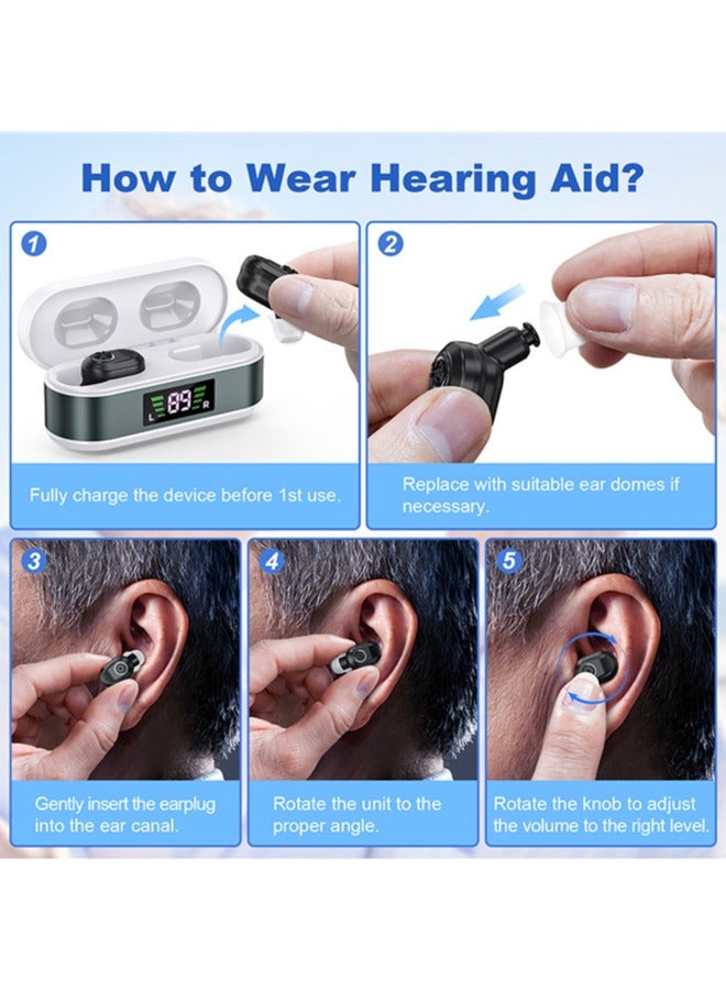 Jccgoo Rechargeable Hearing Aids (Pair) for Seniors, Behind-The-Ear BTE Ear Aid PSAP Digital Personal Sound Amplification Products Devices with Noise Cancellation - Image 3