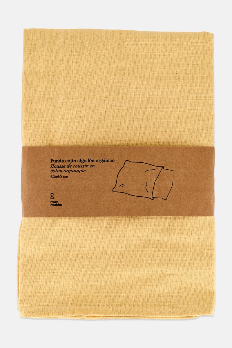 Muy Mucho Organic Cotton Cushion Cover 60x60 cm, Light Yellow - Image 1