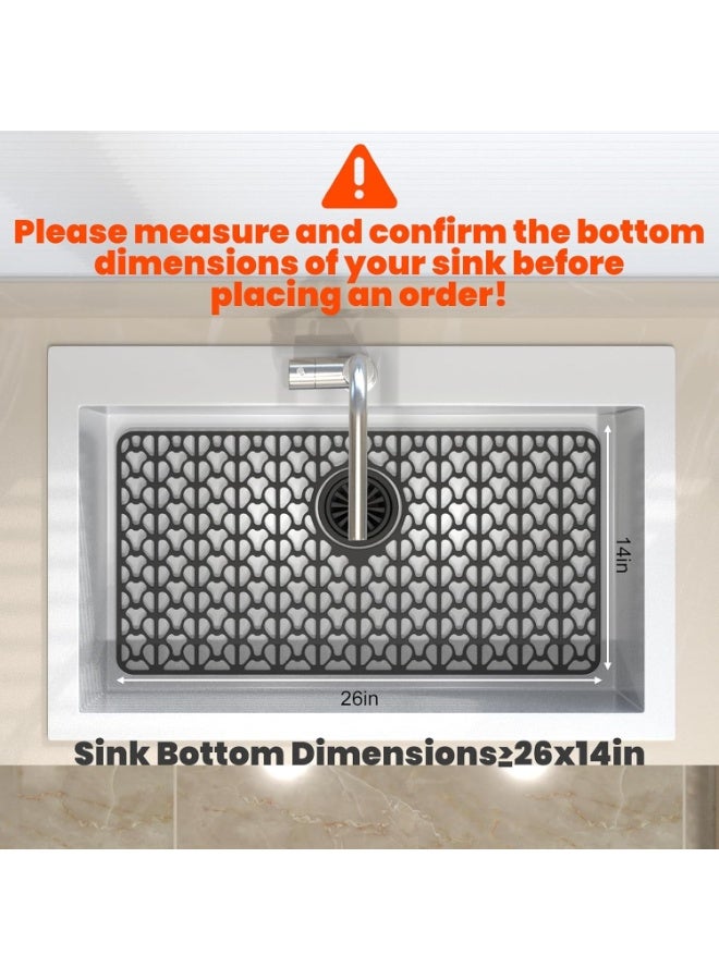 Silicone Kitchen utensil_storage Sink Mats - 26''x14'' Protectors with Rear Drain, Cut to Fit, Heat Resistant & Flexible, Suitable for Bottom of Farmhouse & Porcelain Sinks, Black - Image 4