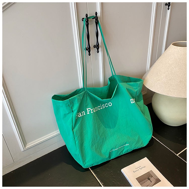 Korean Style New Tote Bag Ins Simple Letter Print Large Capacity Handbag Commuter Casual Versatile Shoulder Bag - Image 5