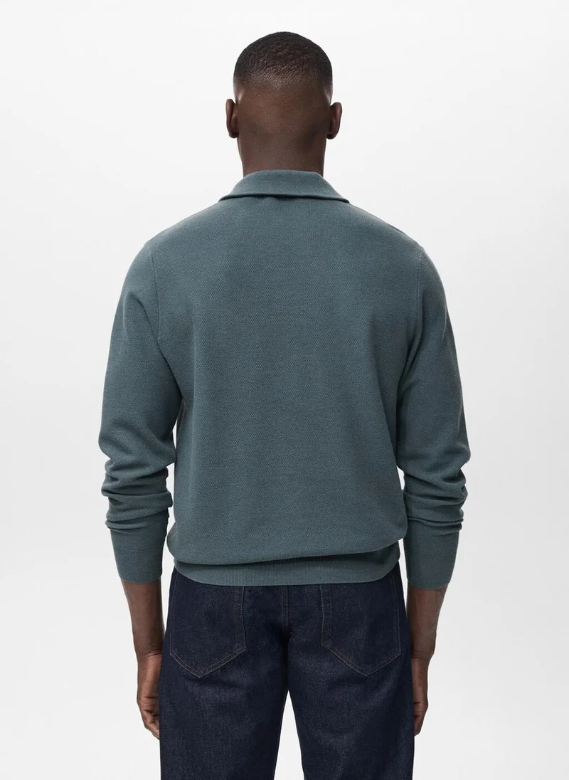 Mango Man Microstructure sweater with zipper collar