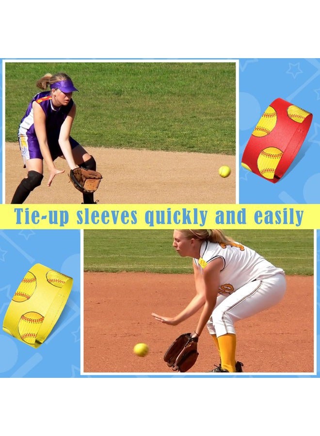 Dingion 4 Pairs Sleeve Holders Ball Sleeve Ties Sports Straps for Shirts, 4 Colors (Softball Style) - Image 5