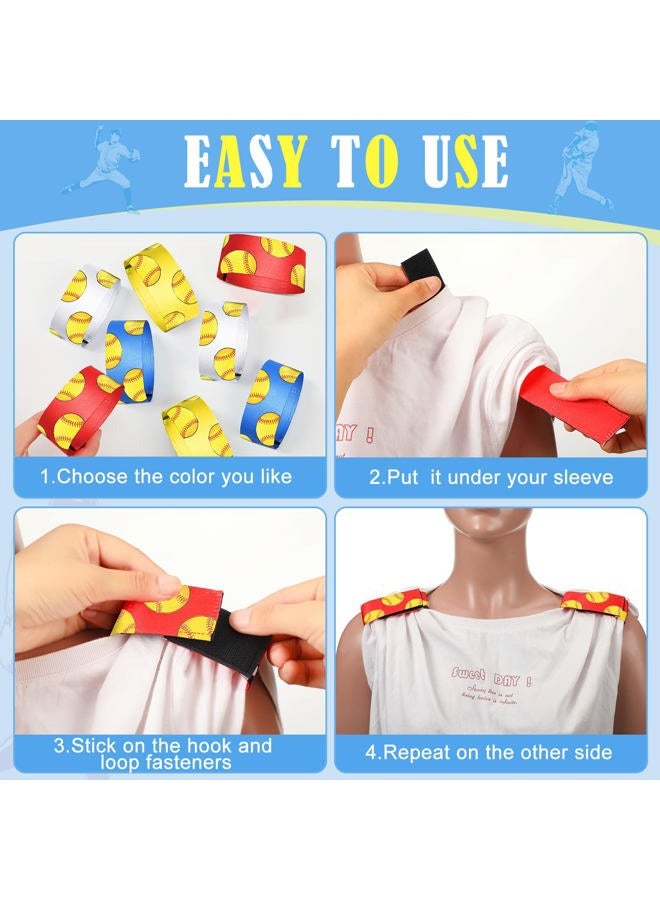 Dingion 4 Pairs Sleeve Holders Ball Sleeve Ties Sports Straps for Shirts, 4 Colors (Softball Style) - Image 4