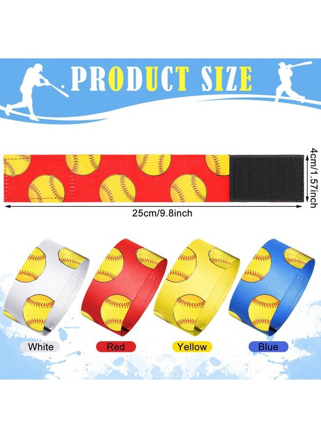Dingion 4 Pairs Sleeve Holders Ball Sleeve Ties Sports Straps for Shirts, 4 Colors (Softball Style) - Image 2