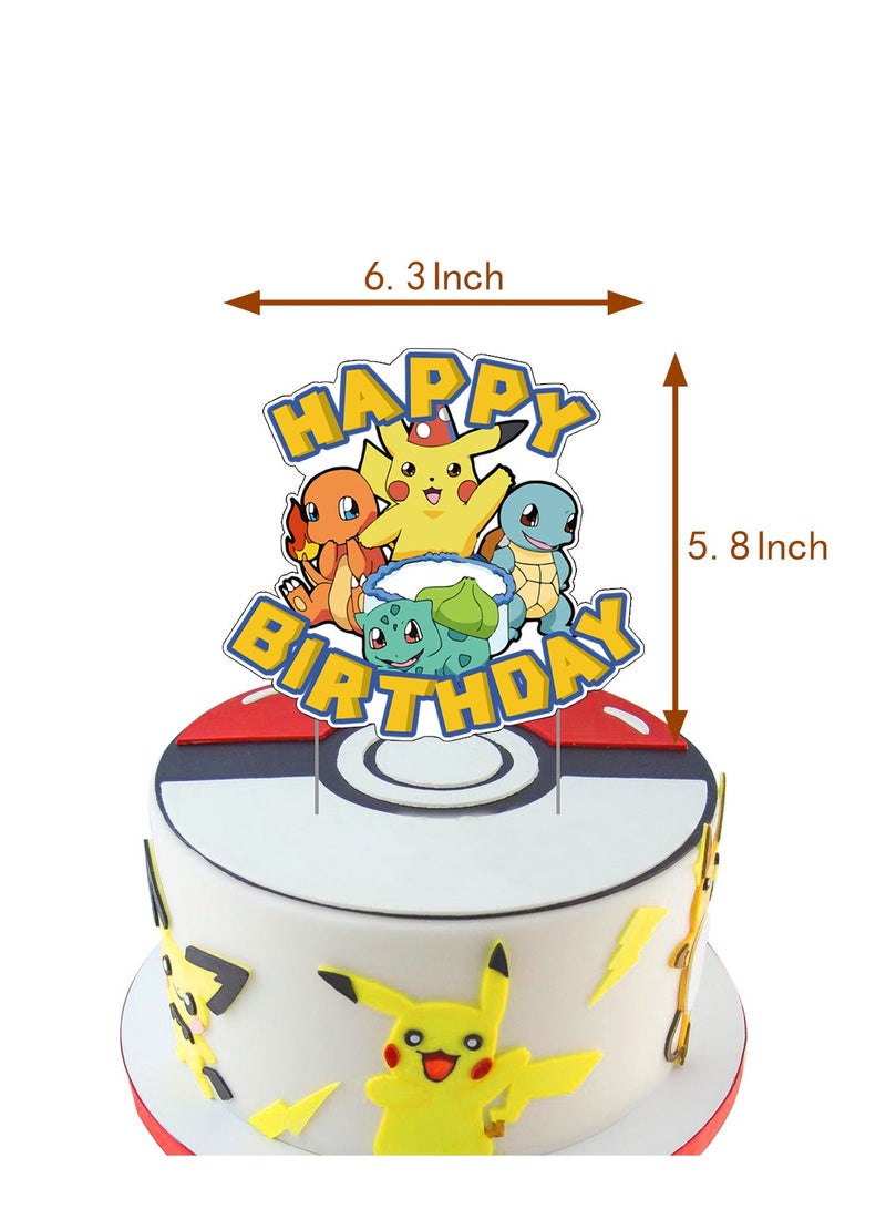 عام ديكور حفل عيد ميلاد بموضوع "بوكيمون" (Pokémon Theme Birthday Party Decoration): لفافة عيد ميلاد بها لافتة الكعكة القابلة للسحب من بوكيمون، بطاقة إدخال الكعكة، بالونات، تحف حلزونية من البالونات، وجميع مستلزمات الديكور الخاصة بحفل عيد ميلاد بوكيمون. - Image 3