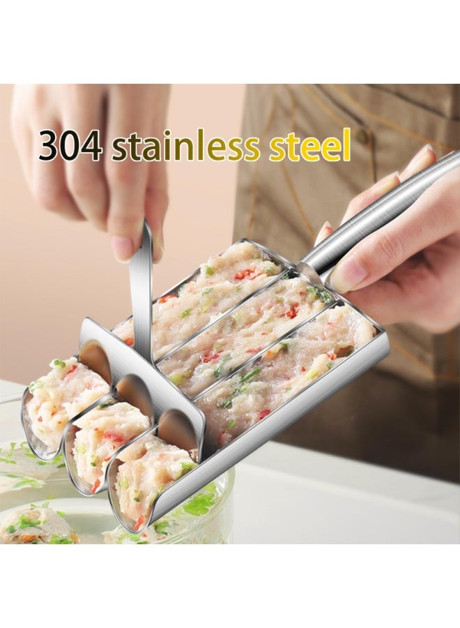 صانع كرات اللحم المغارف، صانع كرات اللحم الثلاثي من Creative Kitchen، صانع كرات اللحم غير اللاصق من الفولاذ المقاوم للصدأ 304 مع مجرفة تقطيع - Image 4