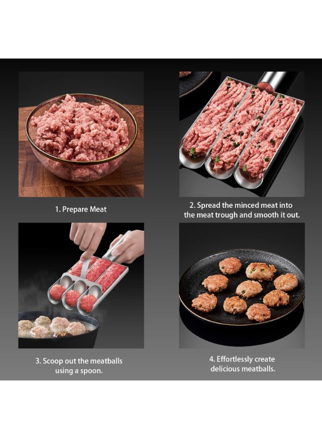 صانع كرات اللحم المغارف، صانع كرات اللحم الثلاثي من Creative Kitchen، صانع كرات اللحم غير اللاصق من الفولاذ المقاوم للصدأ 304 مع مجرفة تقطيع - Image 5
