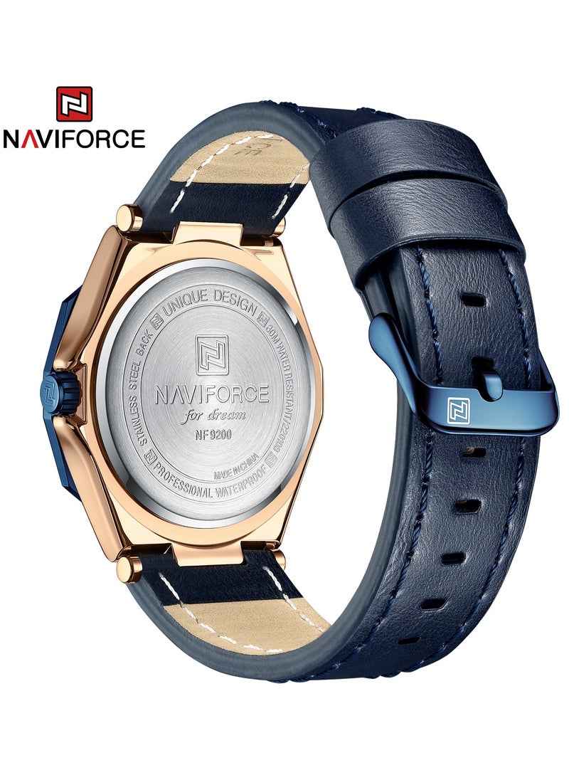 Men's Analog+Digital Round Shape Leather Wrist Watch NF9200L RG/BE/BE - 41.6 Mm