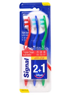 Signal Signal Triple Clean Medium 2+1Toothbrush , Multicolor 
