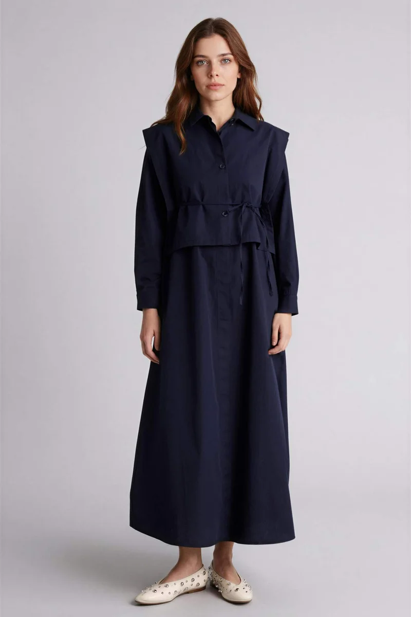 ديفاكتو Poplin Low Shoulder Dress